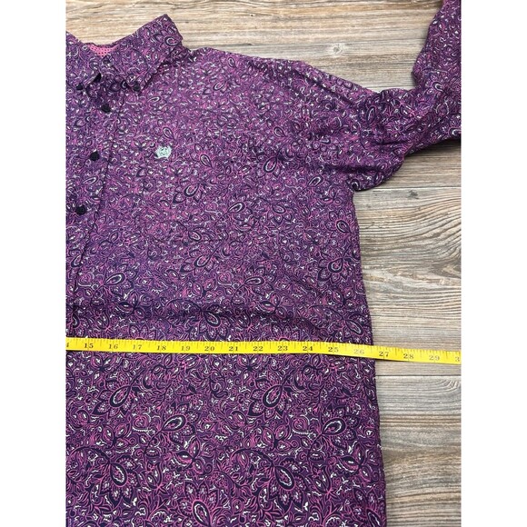 Cinch Shirt Mens XL Purple Paisley Button Down Flip Cuff  Western Cowboy Rodeo - Picture 12 of 16